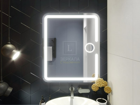 Зеркало в ванную комнату с подсветкой светодиодной лентой Баролло